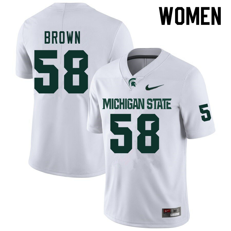 Women #58 Spencer Brown Michigan State Spartans College Football Jerseys Sale-White